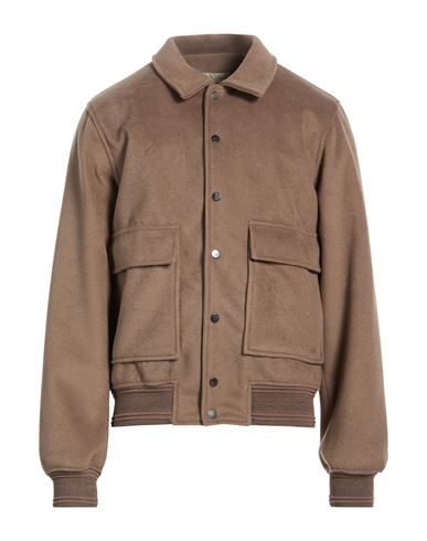 Man Coat Taupe Size 36 Polyester, Wool