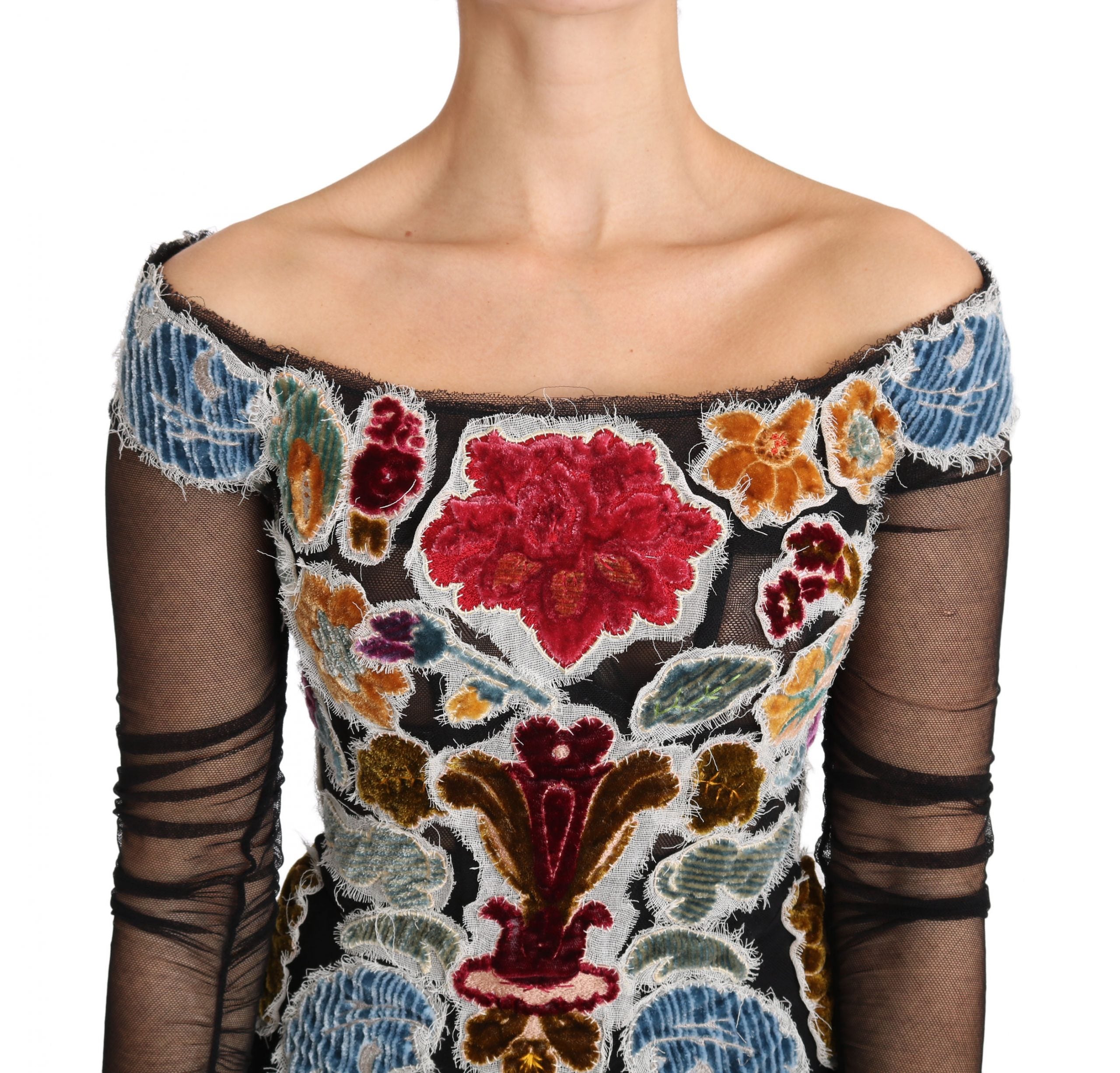 Floral Ricamo Embroidered Blouse — Black