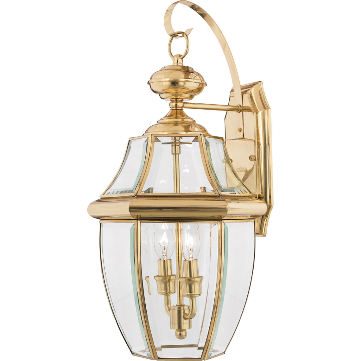 Newbury 2-Light Outdoor Wall Lantern in Polished Bra