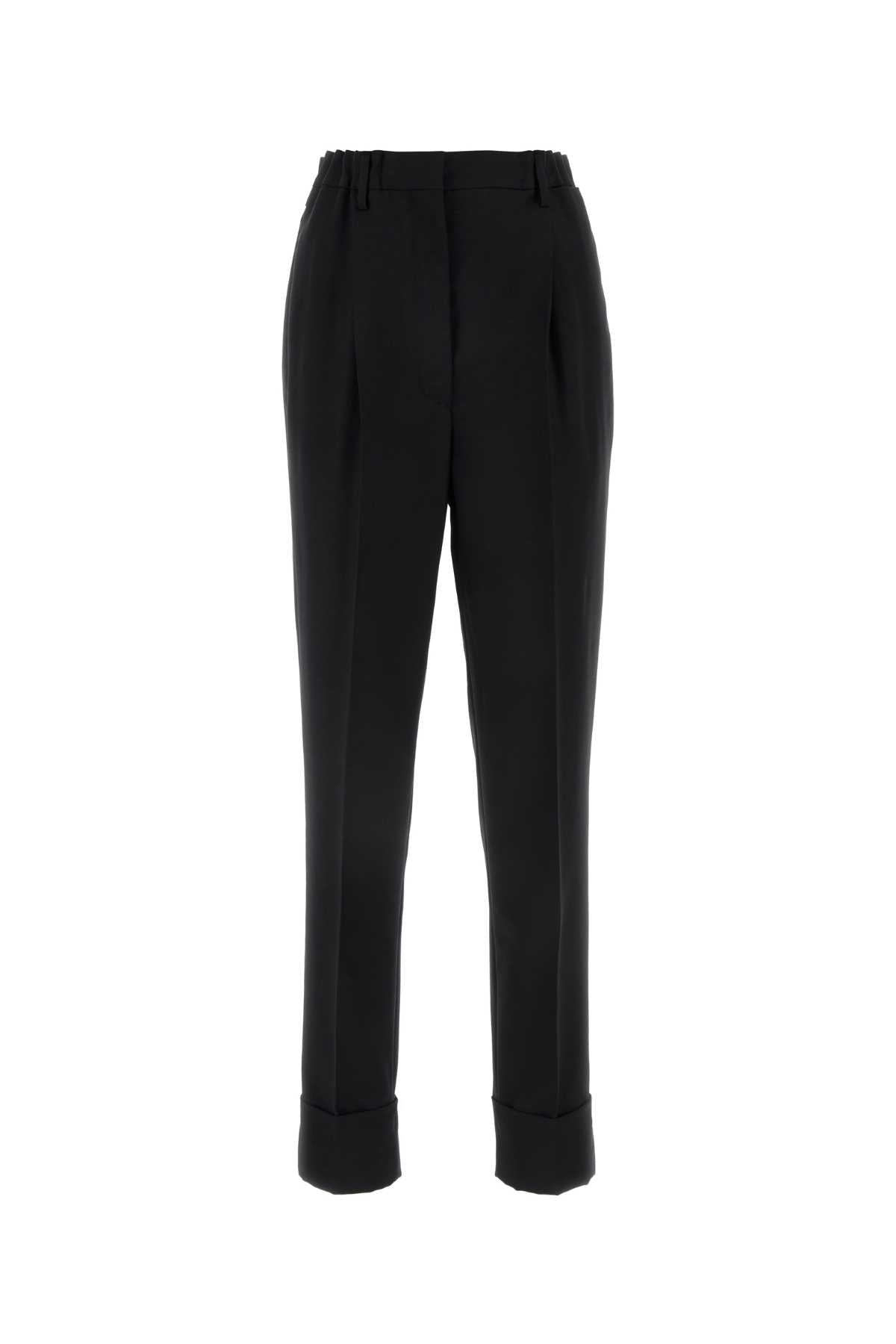 Wool Blend Trousers — Black