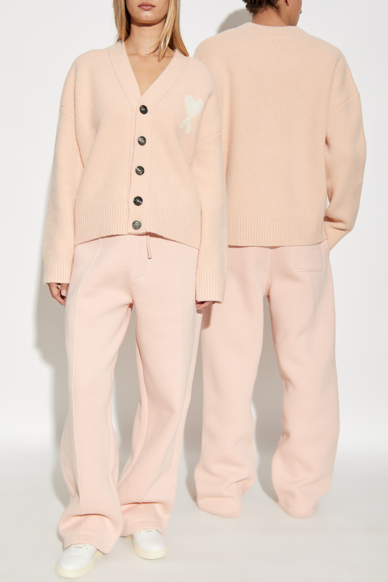 Sweatpants With Stitching, Unisex, Pink