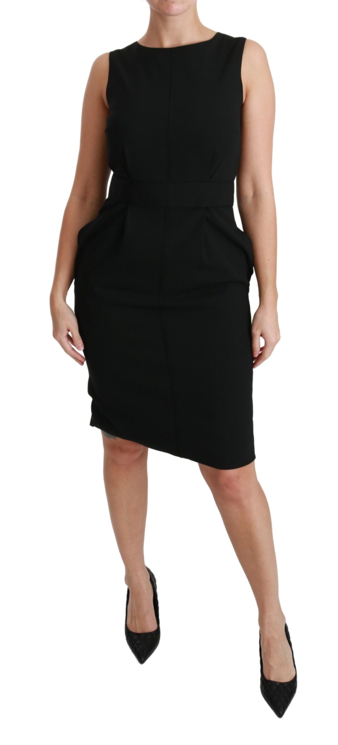 Stretch Sheath Silhouette Dress — Black