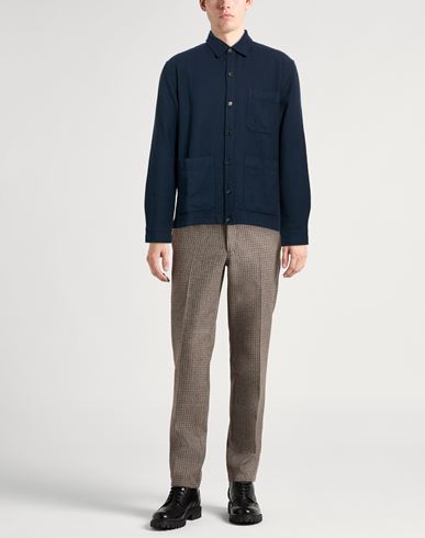 Man Shirt Navy Size 3XL Wool, Cotton