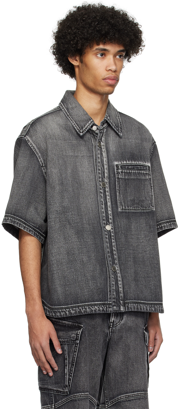 Solid Homme Black Hardware Denim Shirt