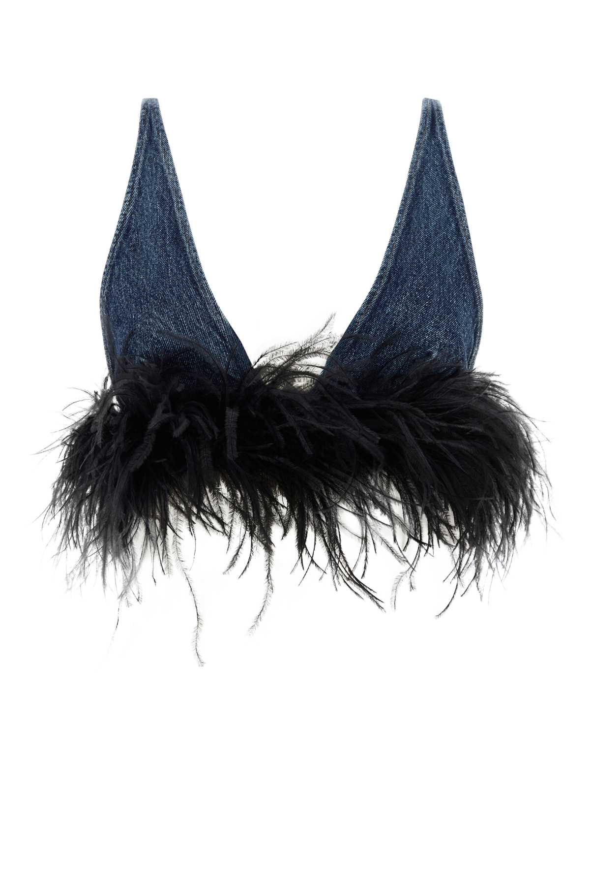 Denim Crop Blouse — Blue