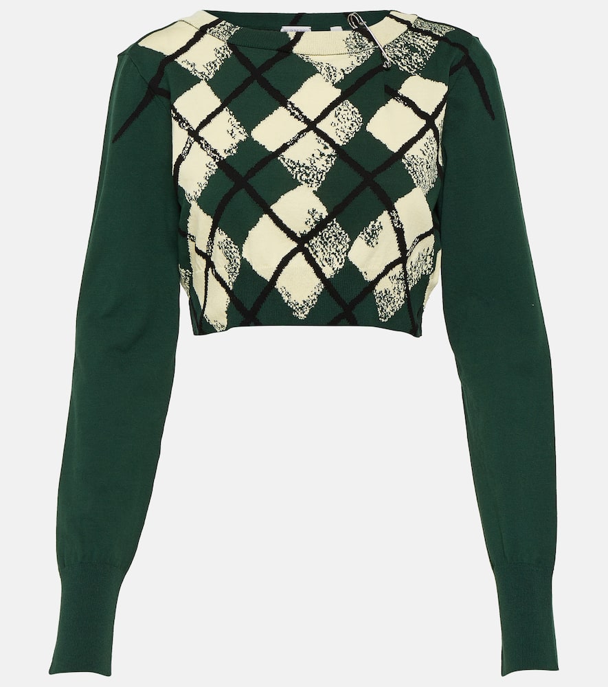 Argyle cropped cotton sweater