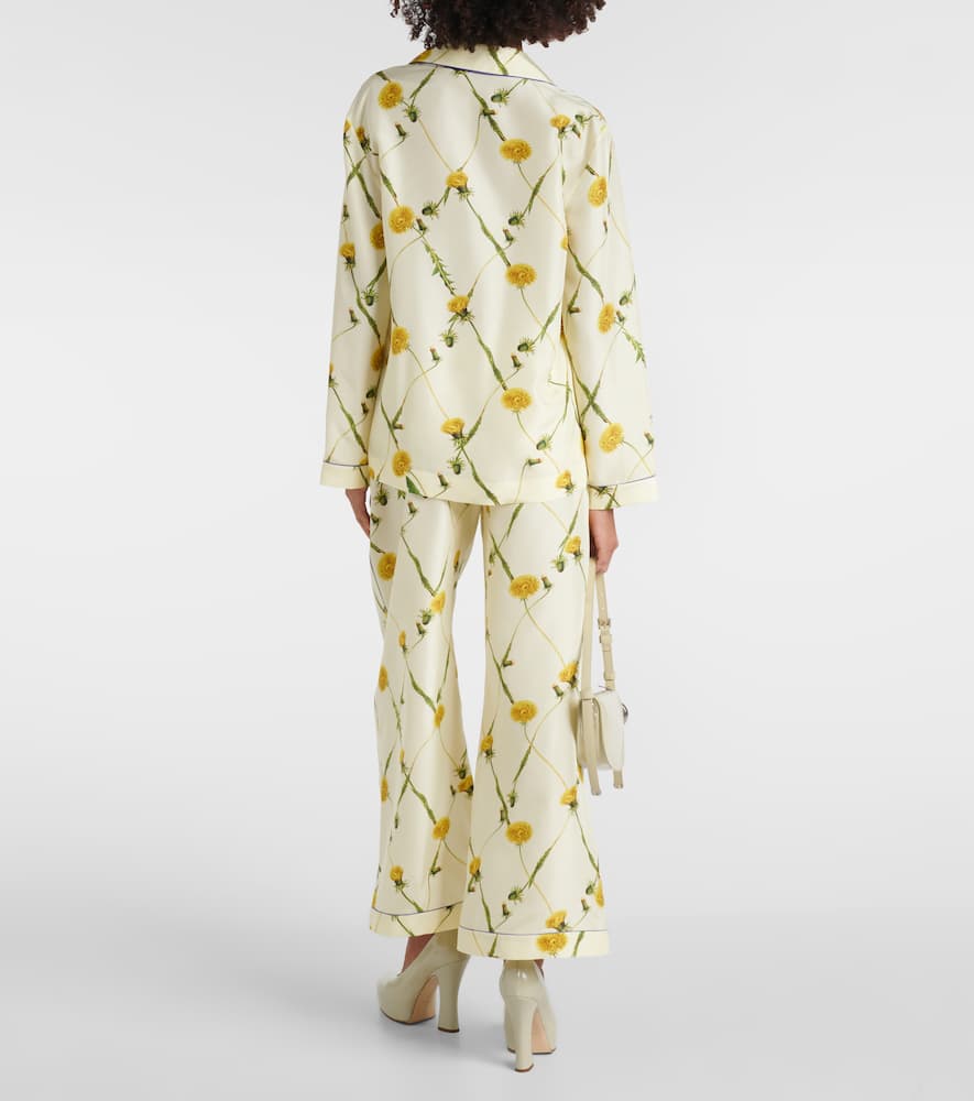 Floral silk poplin pajama shirt