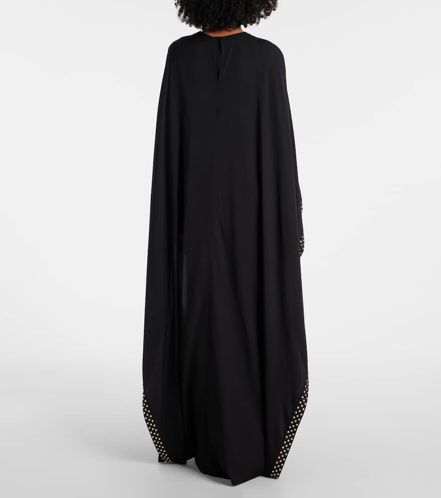 Embellished caped maxi dress