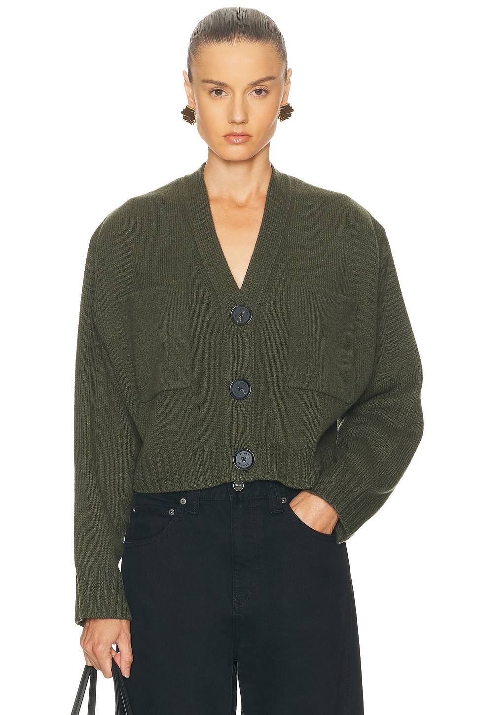 Proenza Schouler Sofia Cardigan in Fatigue - Green.  S also in