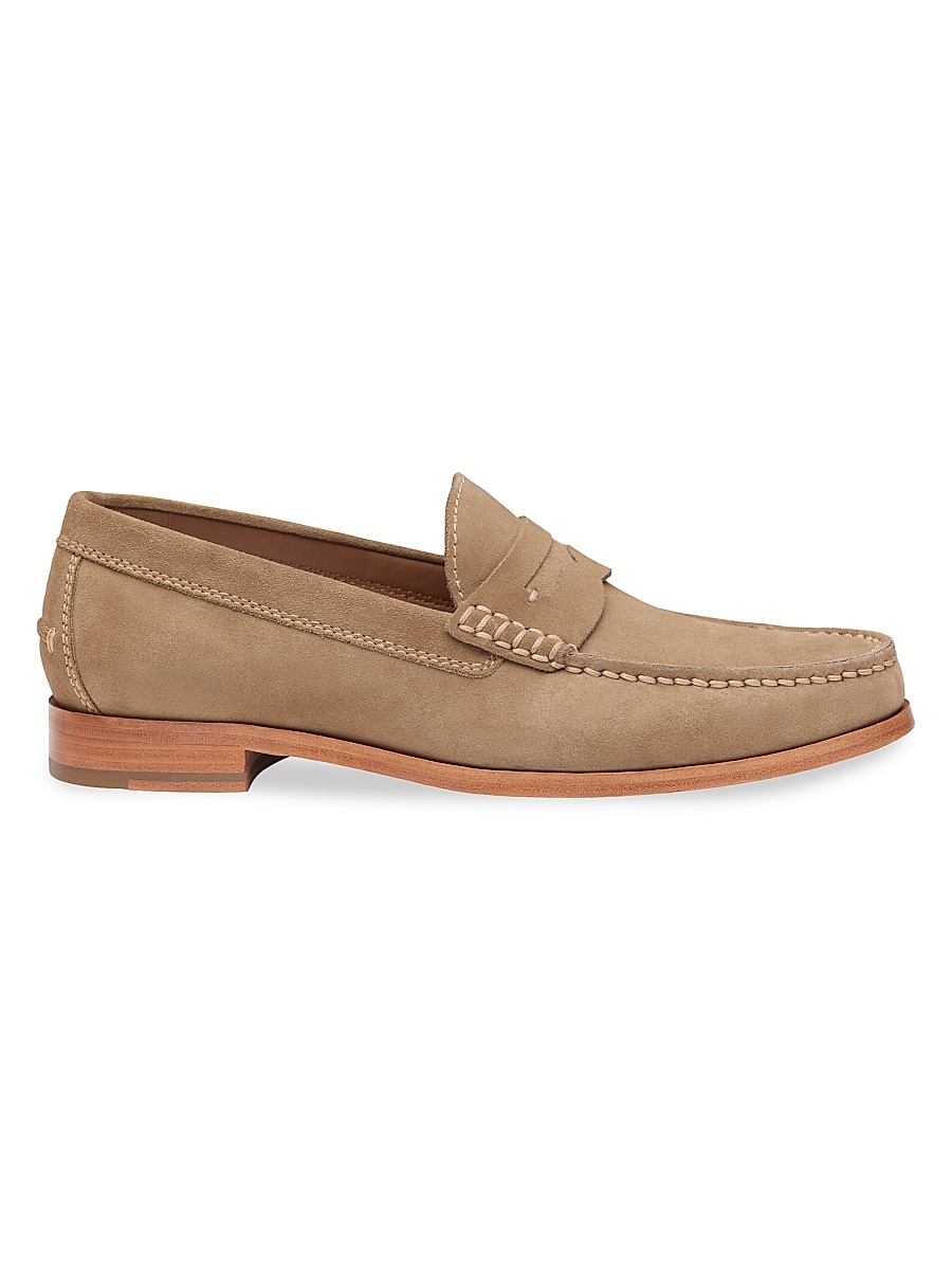 Men's Baldwin Suede Penny Loafers - Taupe English
