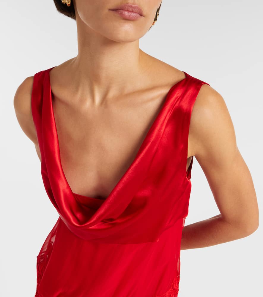 Draped silk midi dress