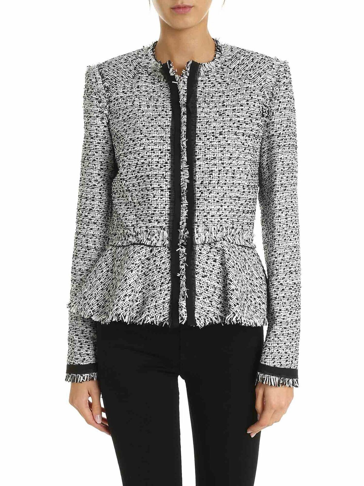 Bouclé motif jacket in white and black