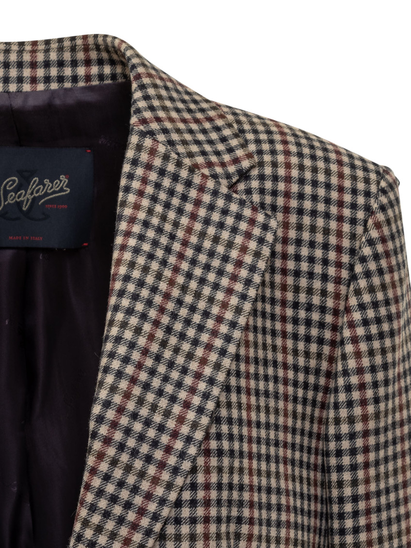 Brown Checks Notched Lapel Blazer