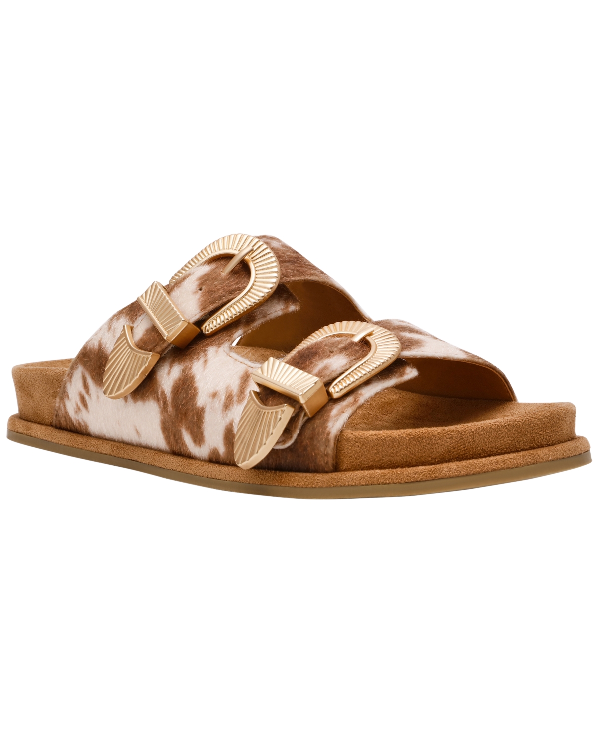 Women's Percy Double Buckle Footbed Sandals - Cow Print