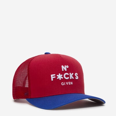 No F Given Varsity 2 Tone Twill Meshback Trucker Hat in Red | 1005246