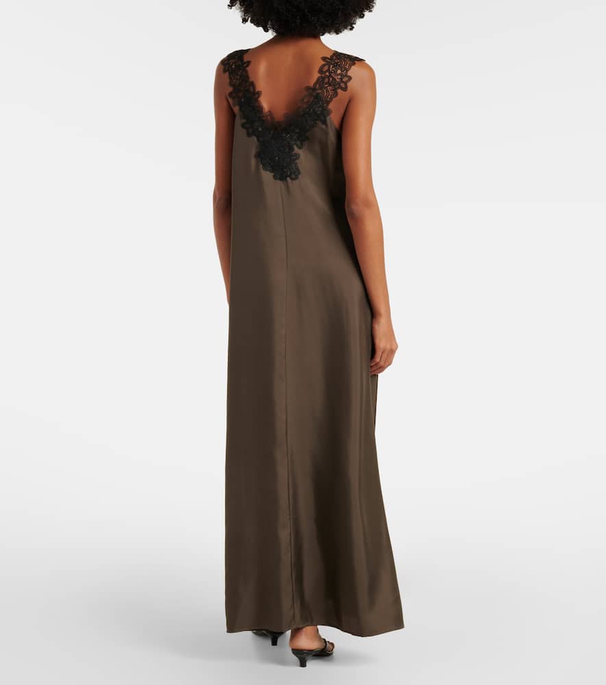 Róhe Lace-trimmed silk midi dress