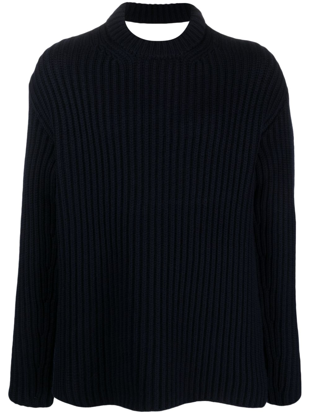 Cut-out detail merino jumper - Blue
