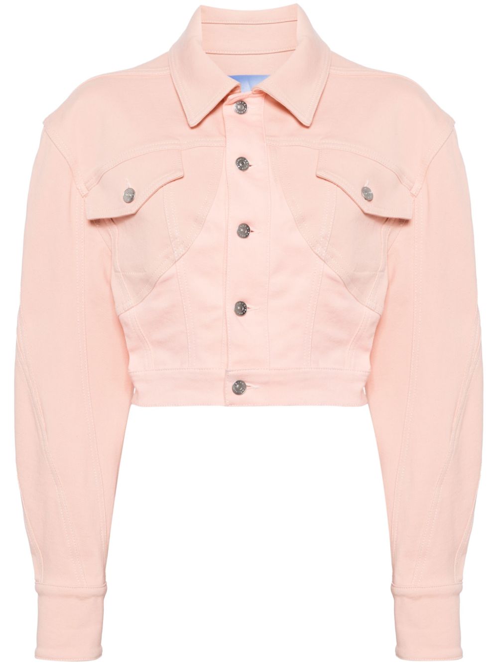Logo patch denim jacket - Pink
