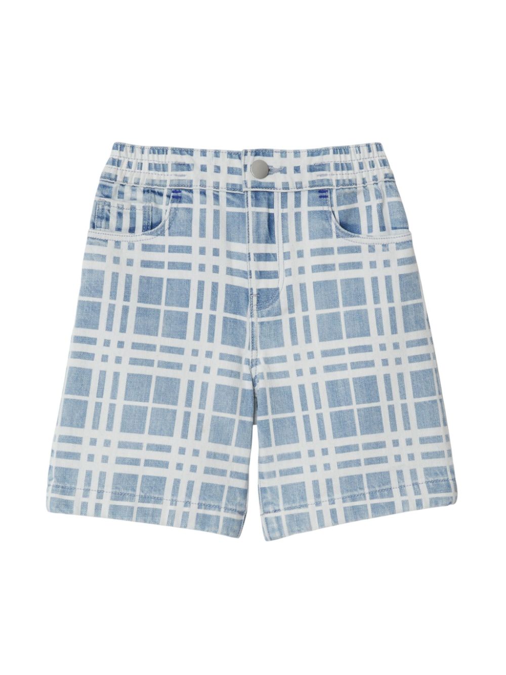 Check-pattern denim shorts - Blue