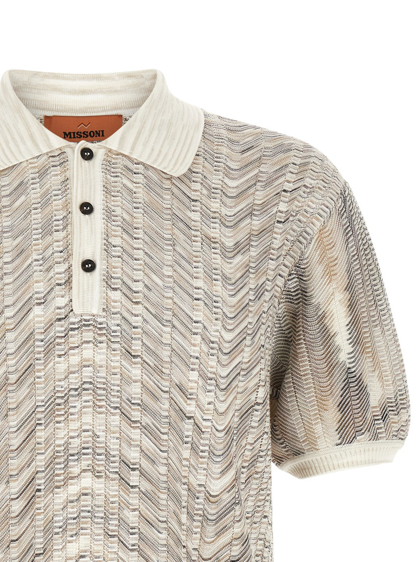 Missoni - zigzag knit polo shirt ribbed collar