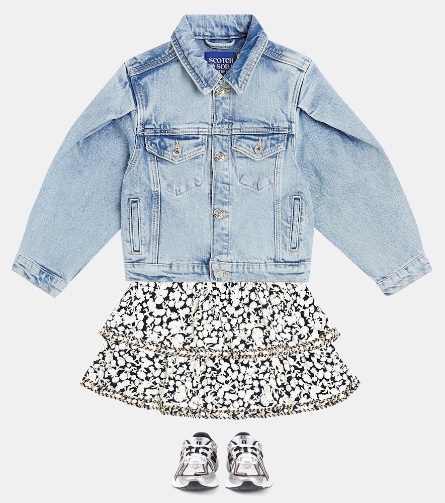 Scotch & Soda Kids Puff-sleeve denim jacket