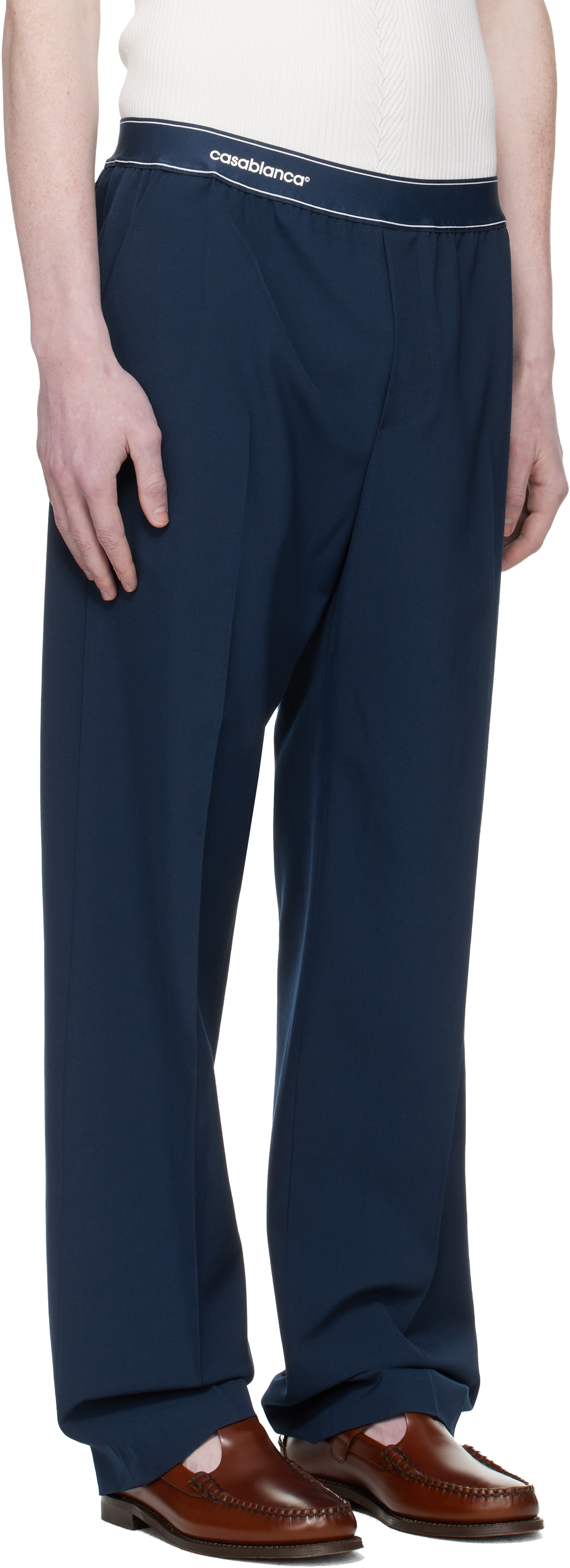 Navy Wool Sports Trousers
