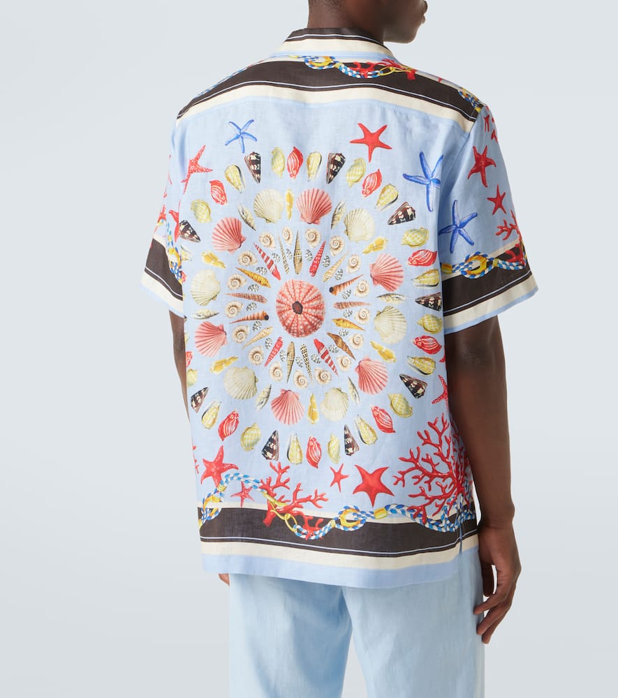 Printed linen canvas bowling shirt