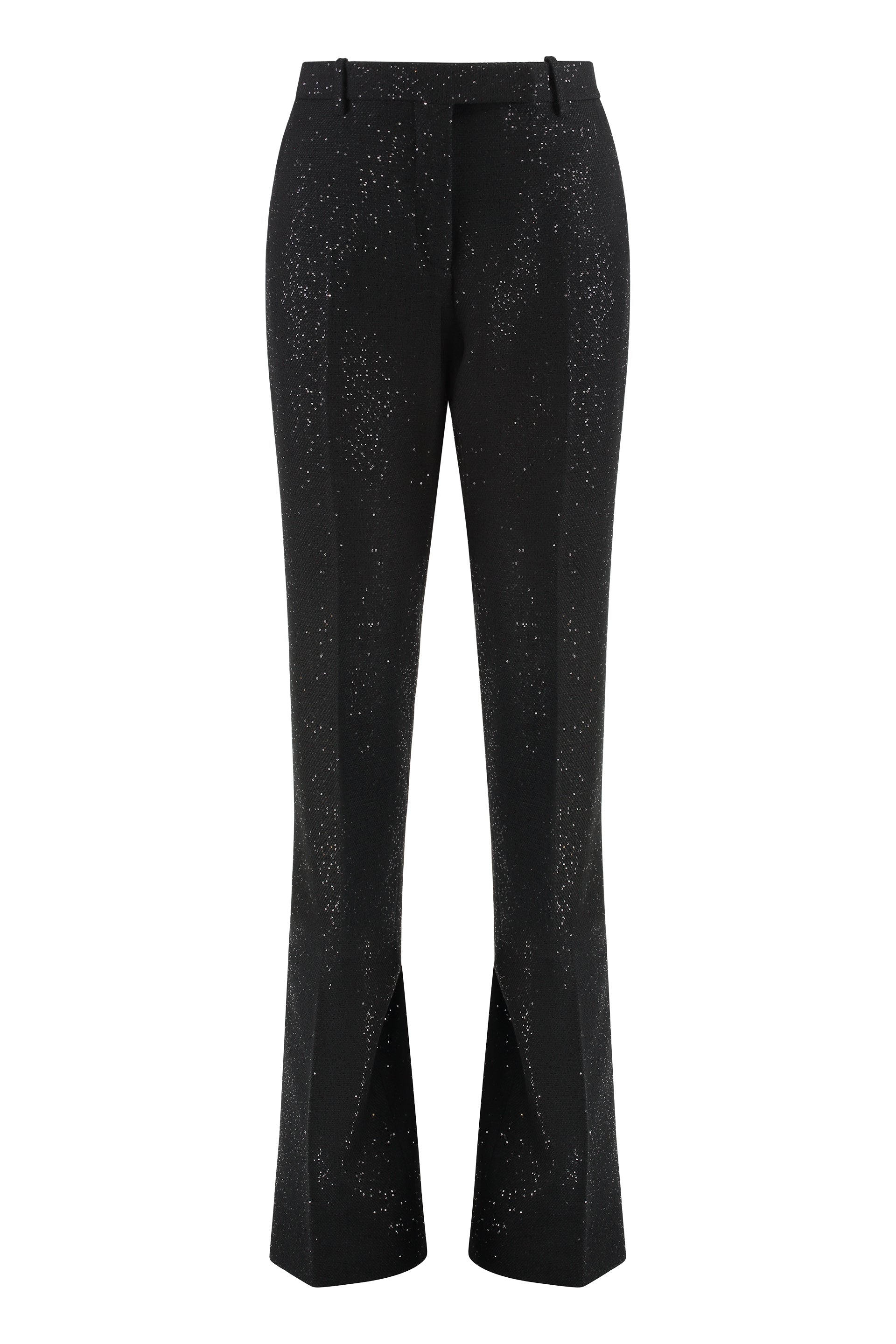 Tailored Straight Trousers in Sequined Wool-Blend Crepe