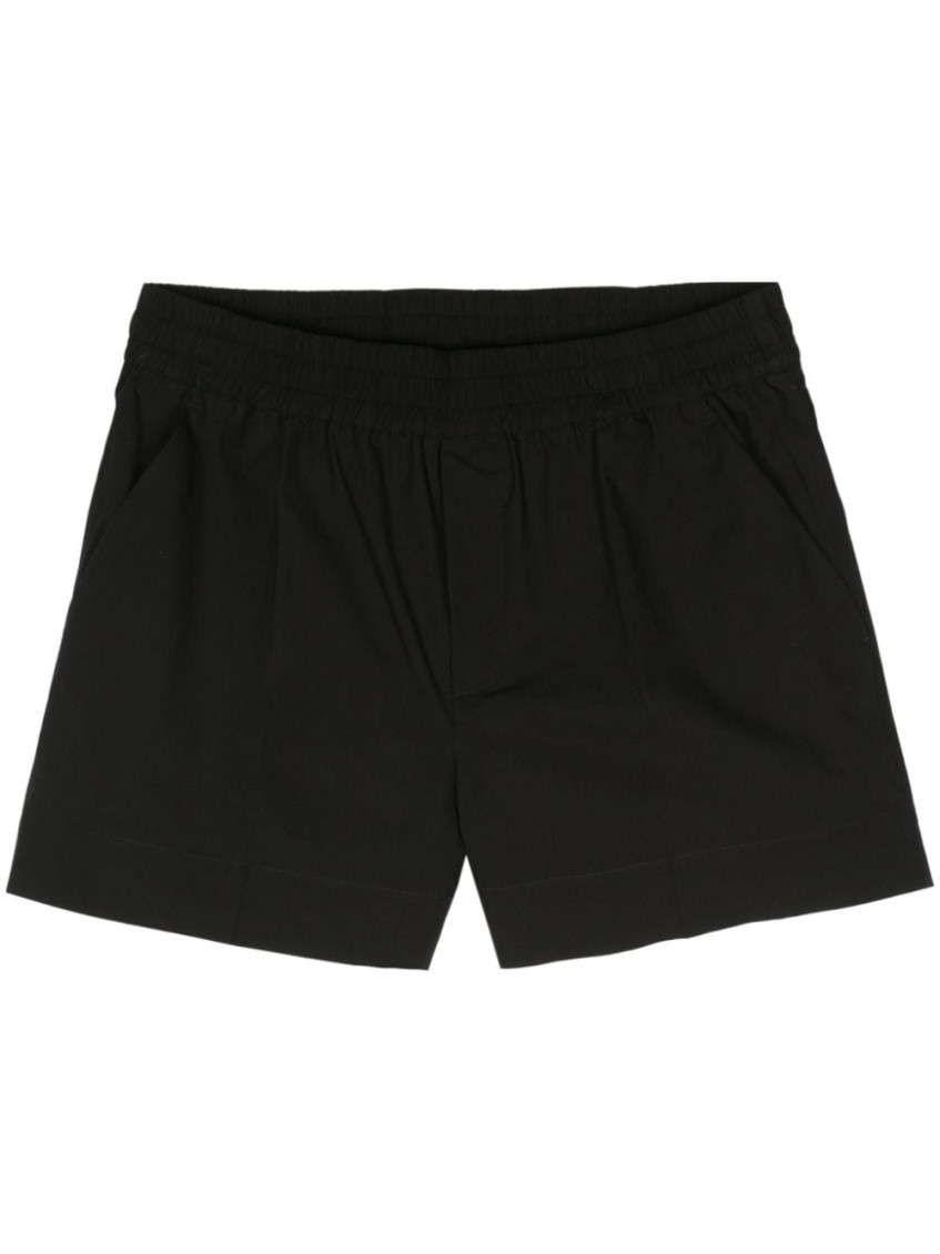 Black pressed-crease poplin shorts
