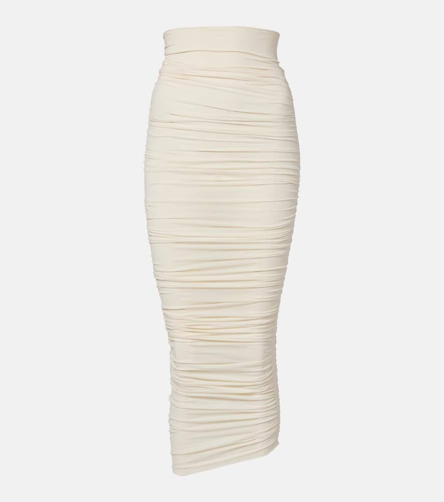 Draped sheer high-rise midi skirt