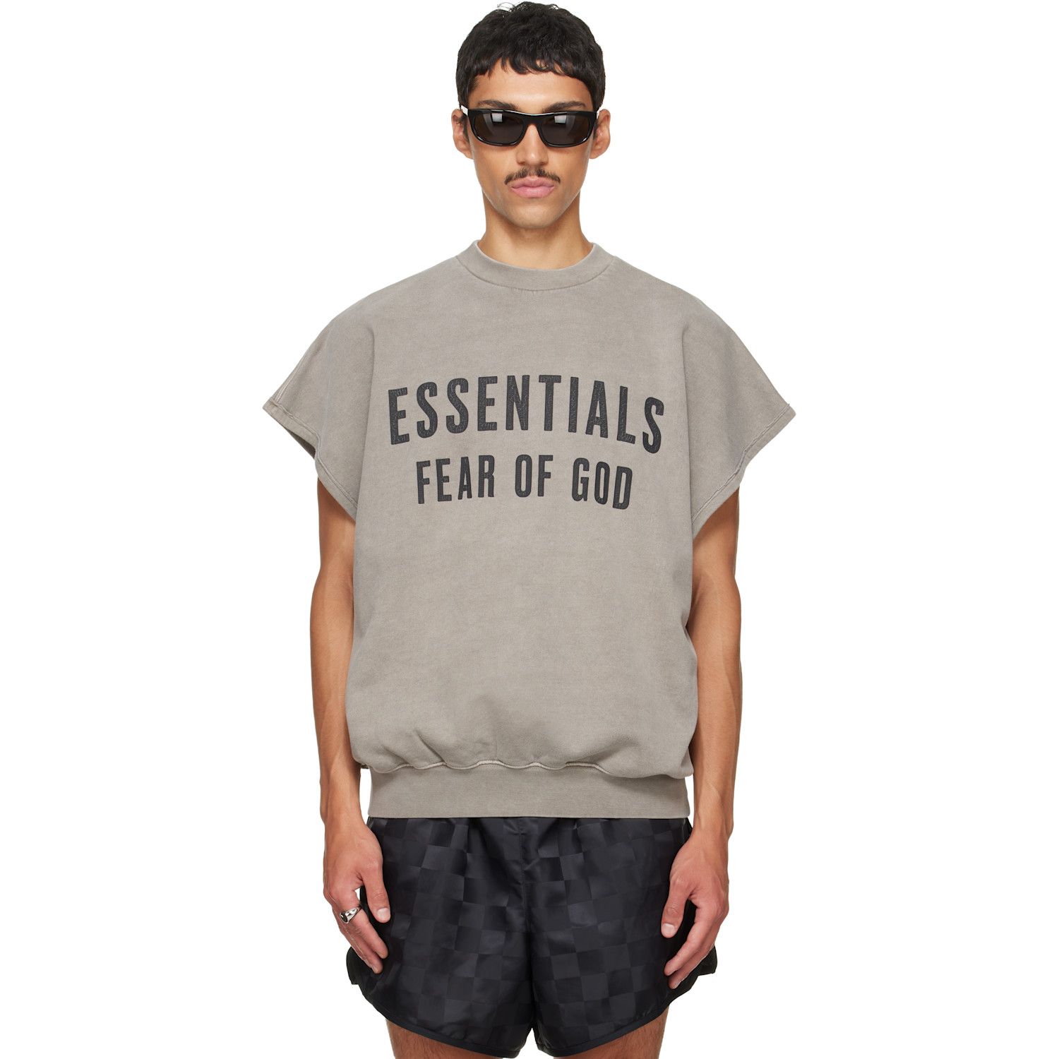 Gray Relaxed Fleece Cutoff Sweatshirt