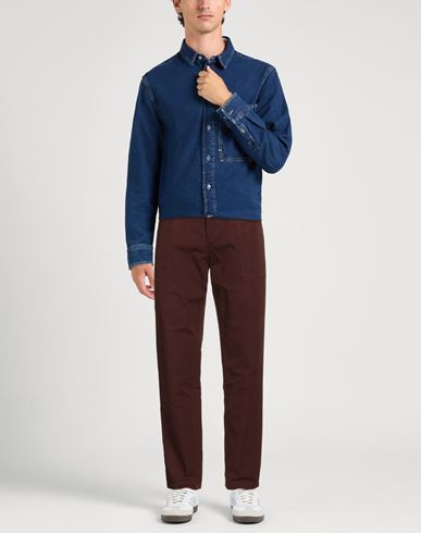 Man Pants Chocolate brown Size 32 Cotton, Polyester, Nylon