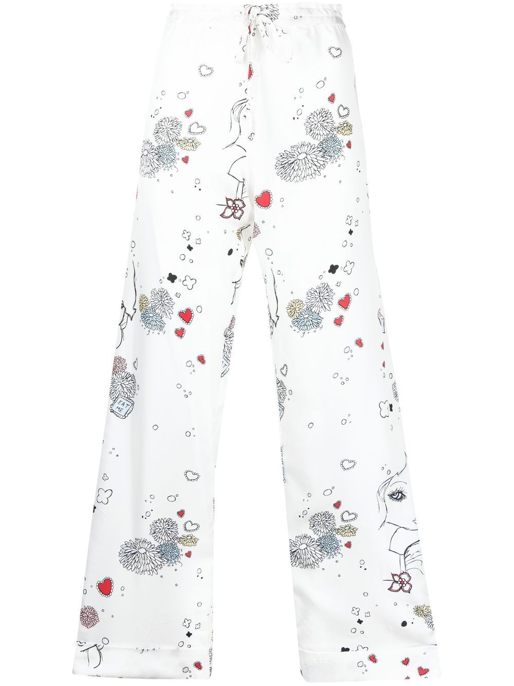 Drawstring loose-fit trousers - White