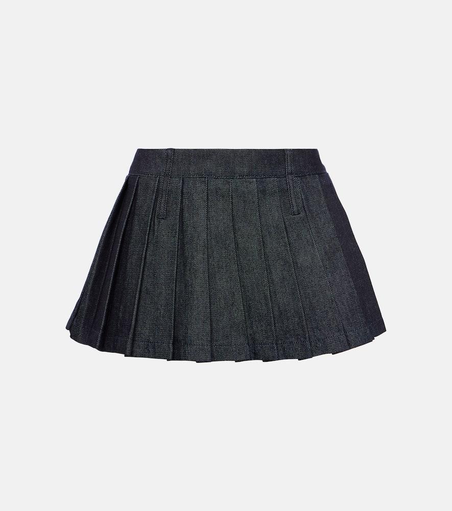 Blake pleated denim miniskirt