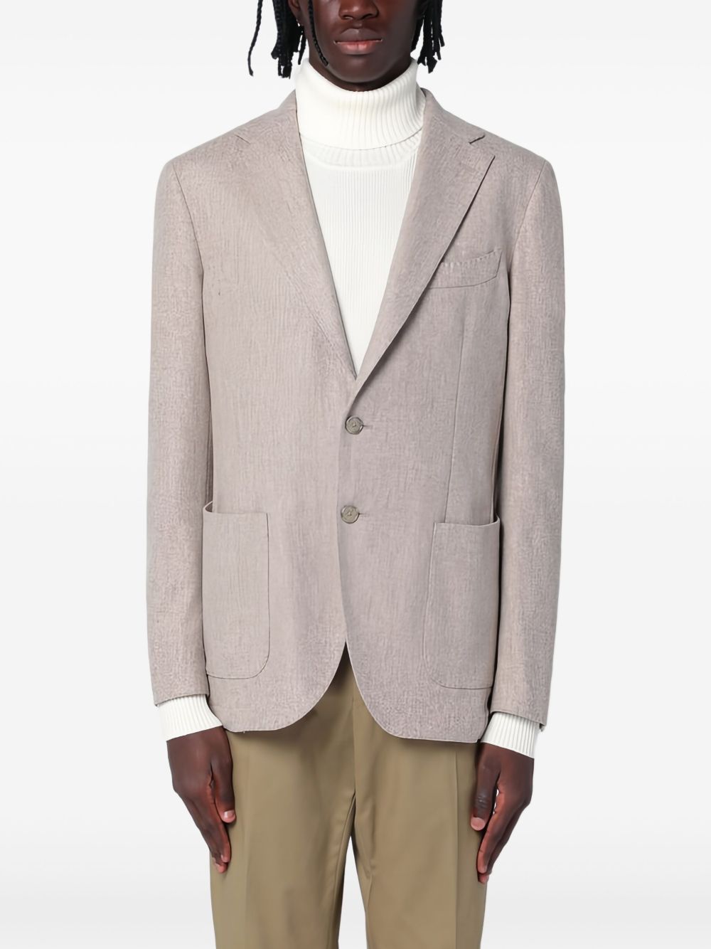 Mélange-effect blazer - Neutrals