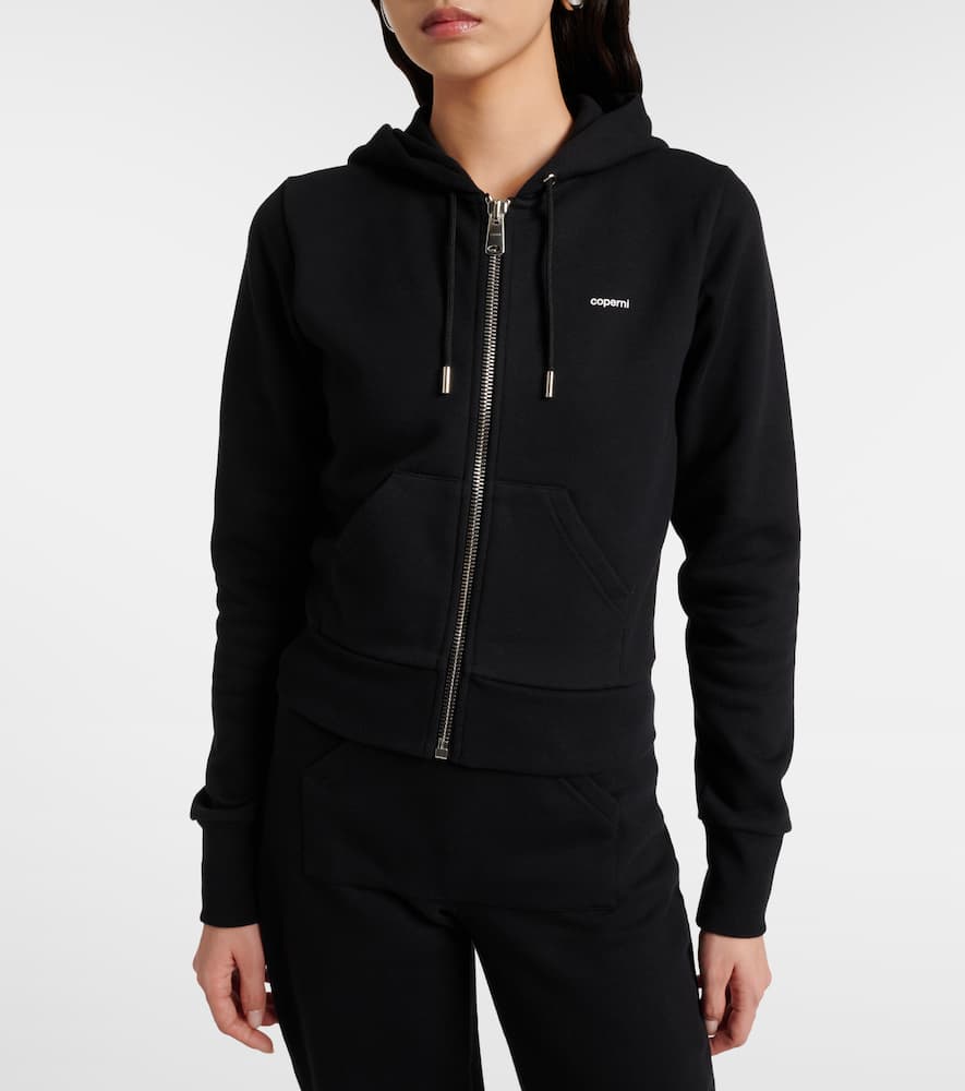 Cotton-blend jersey zip-up hoodie