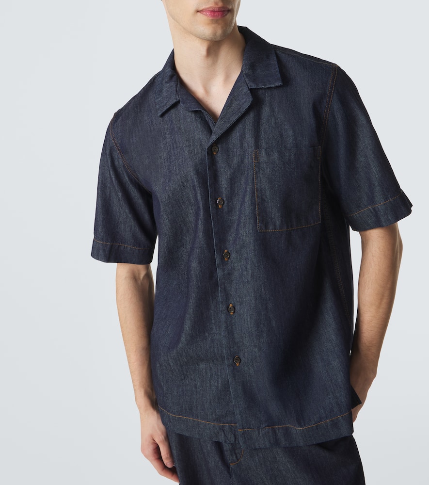 Cotton denim bowling shirt