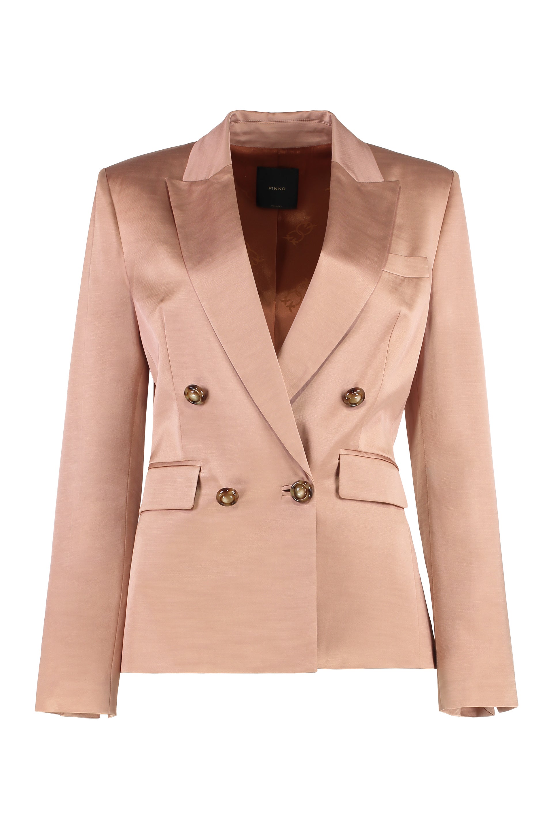 Double-Breasted Satin Blazer — Pink