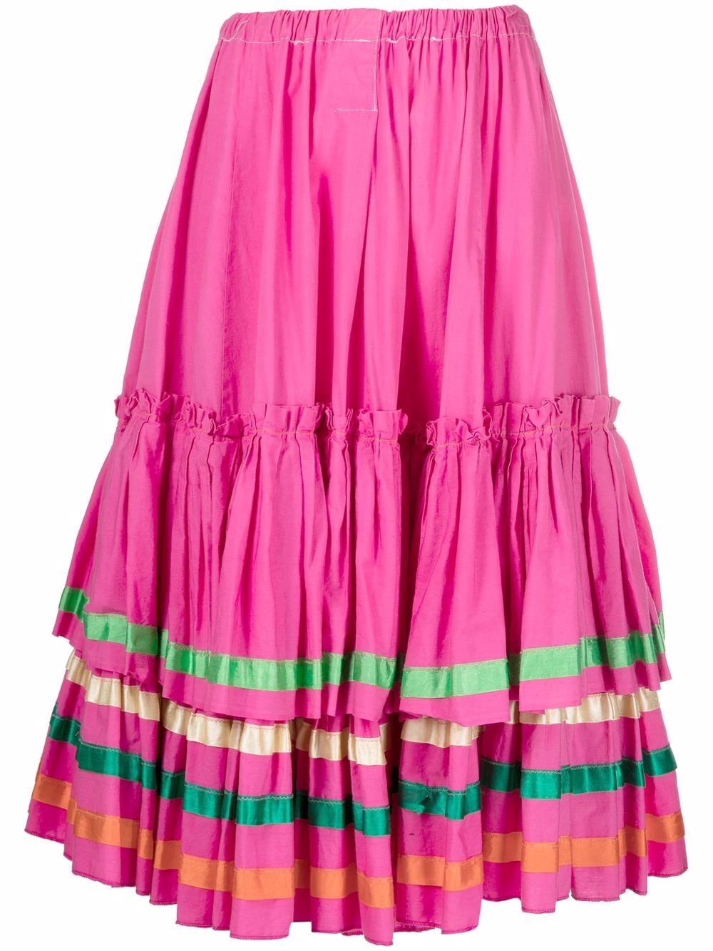 1980s layered flared midi skirt - Pink