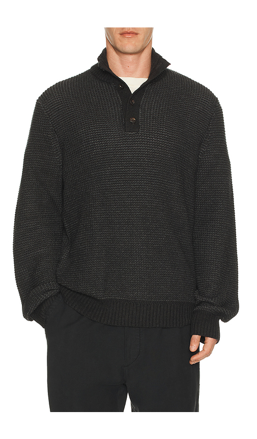 Faherty Quarter Button Sweater in Brown. L. Also in S, M, XL/1X