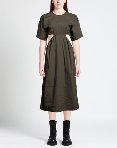 Woman Midi dress Military green Size XS Cotton