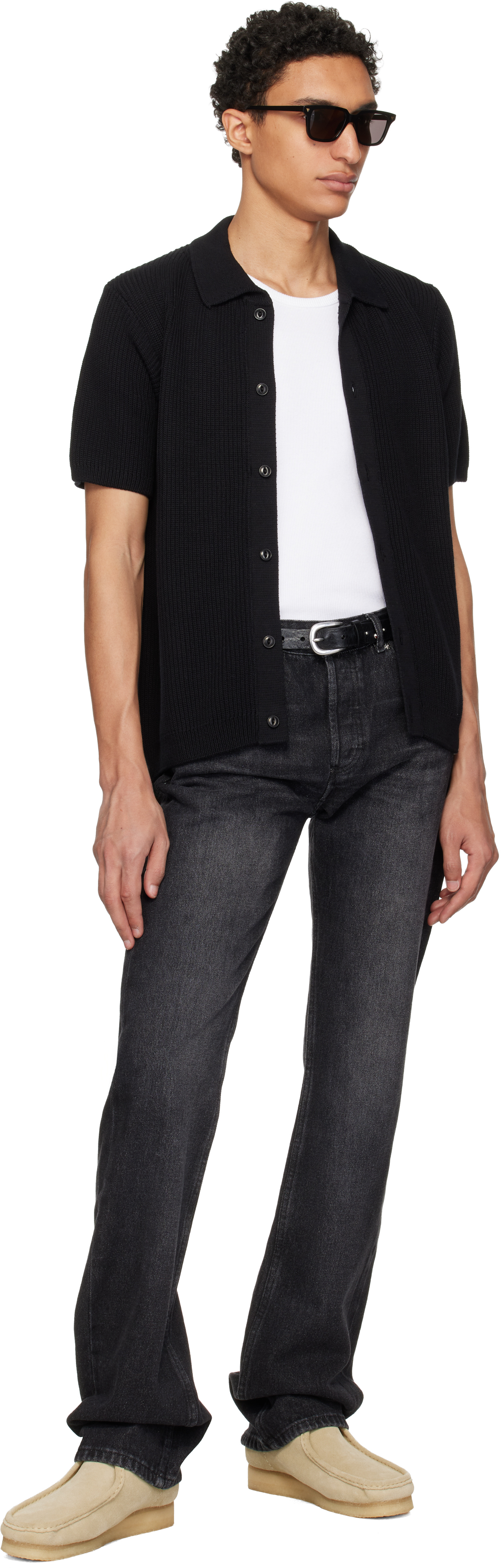 Black 1961 Ribbed Cotton Knit Shirt