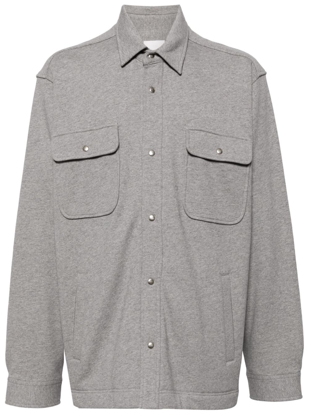 Logo-embroidered cotton-jersey shirt - Grey