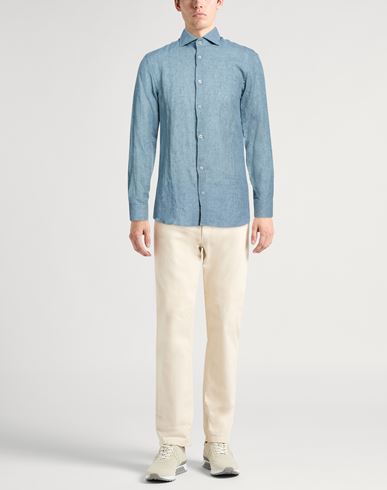 Man Shirt Slate blue Size 42 Linen