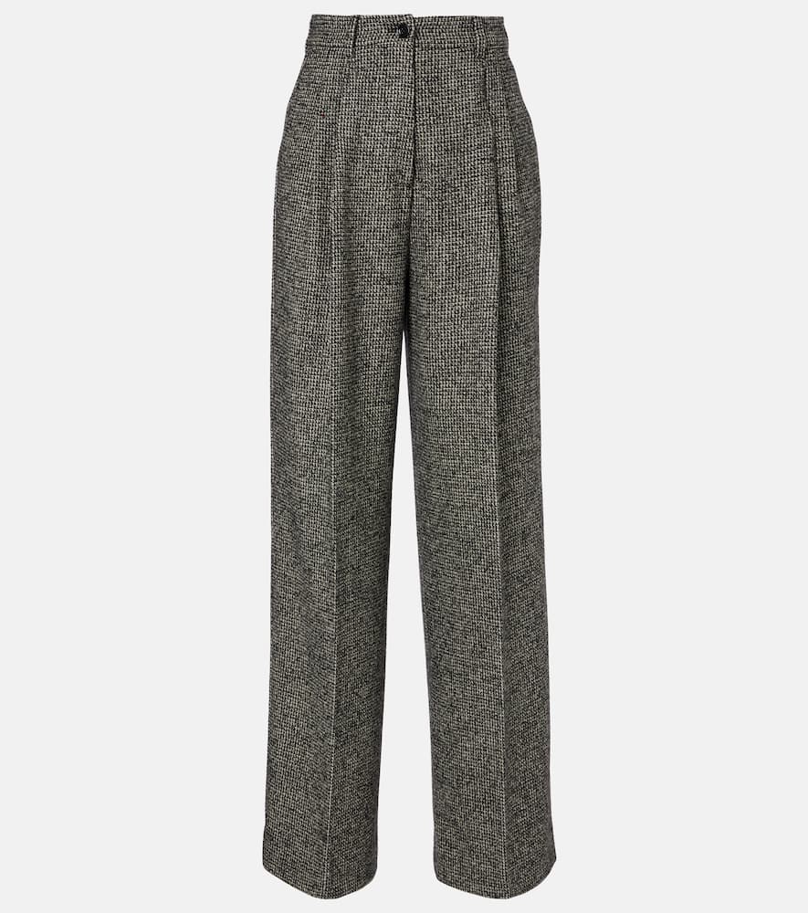 Pleated wool-blend wide-leg pants