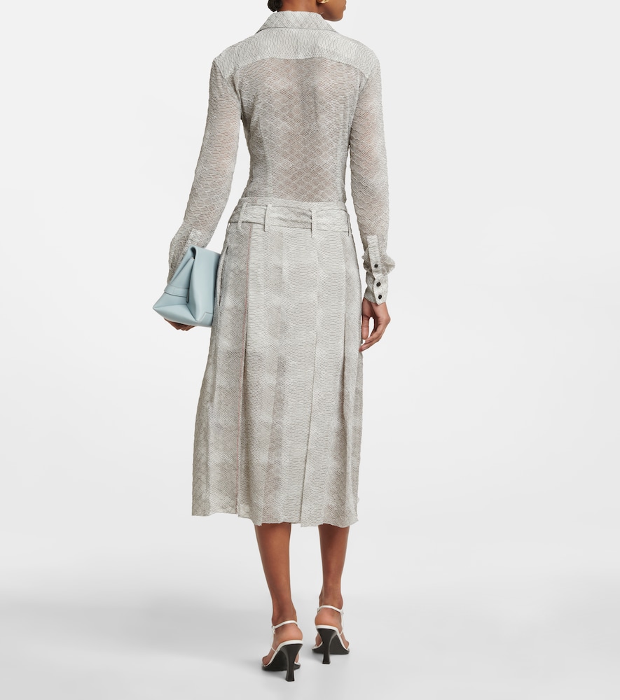 Snake-print crêpe de chine wrap skirt