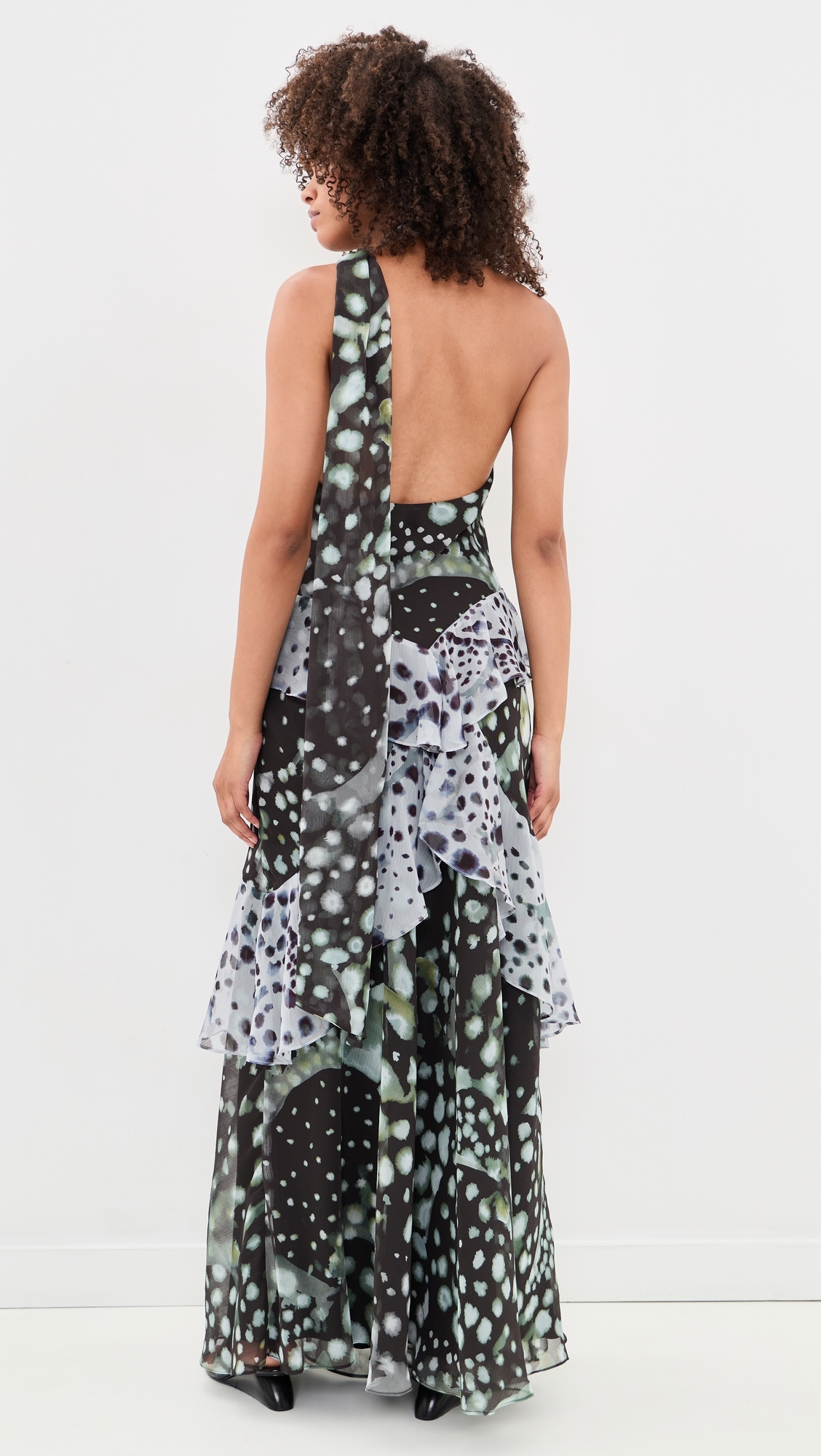 Iyla Printed Ruffle Gown Pearl Ray Inverse