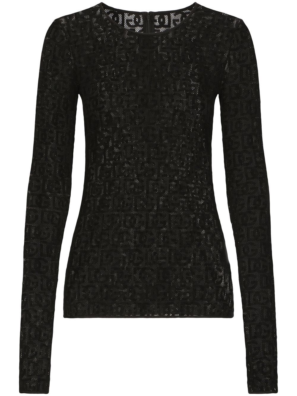 Long-sleeve lace T-shirt - Black