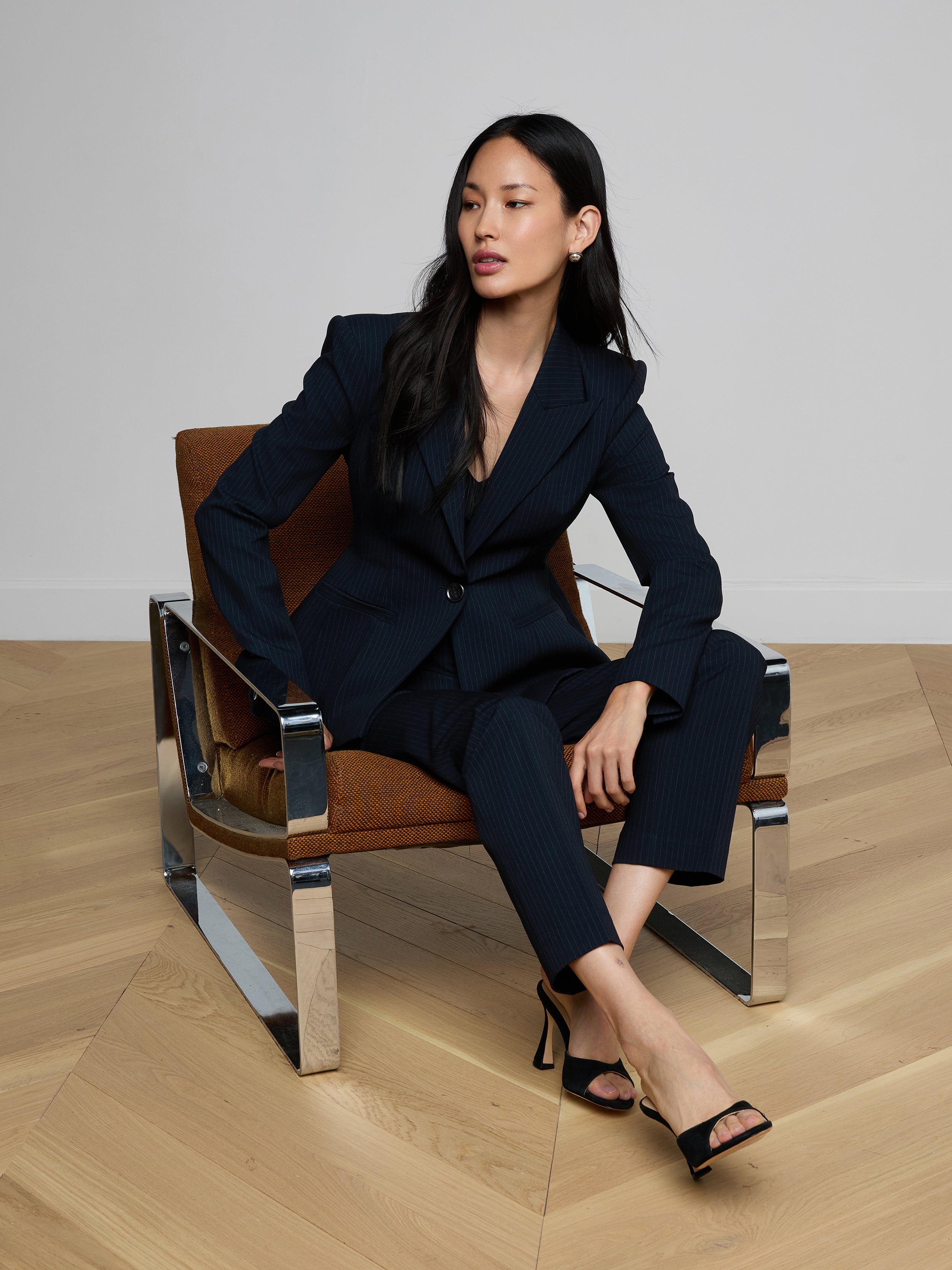 Therese Blazer In Midnight/ivory Pinstripe