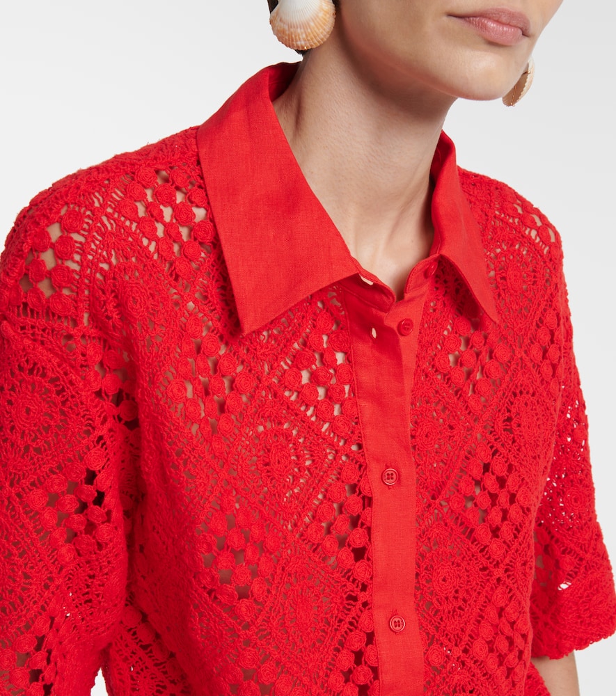Rayure cotton-blend crochet shirt